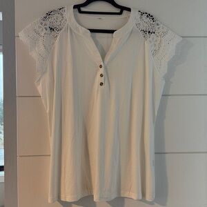 White Lace Sleeve Top